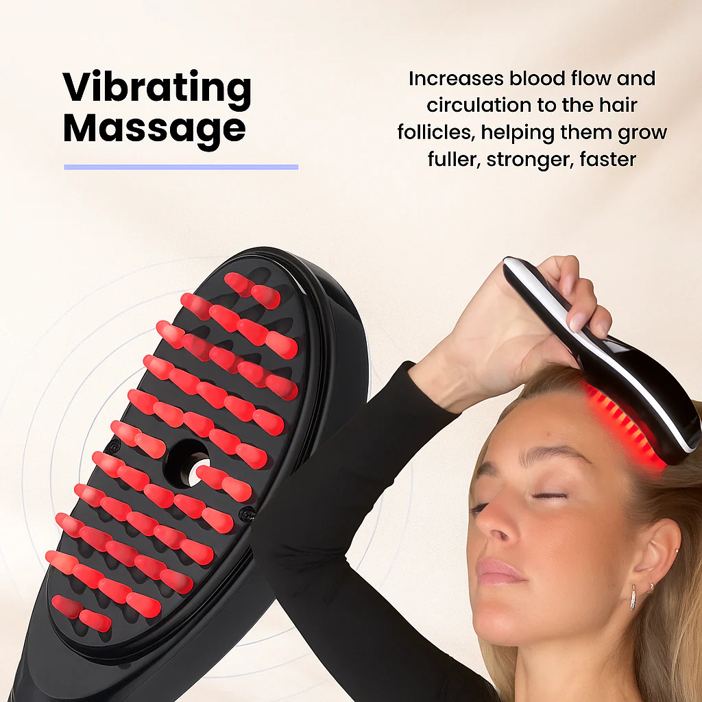 Electric Massage Comb – Scalp Massager with Red & Blue Light Therapy