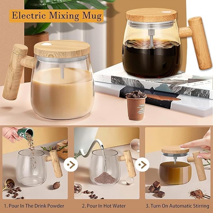 Self Mixing Glass Mug for Home & Office