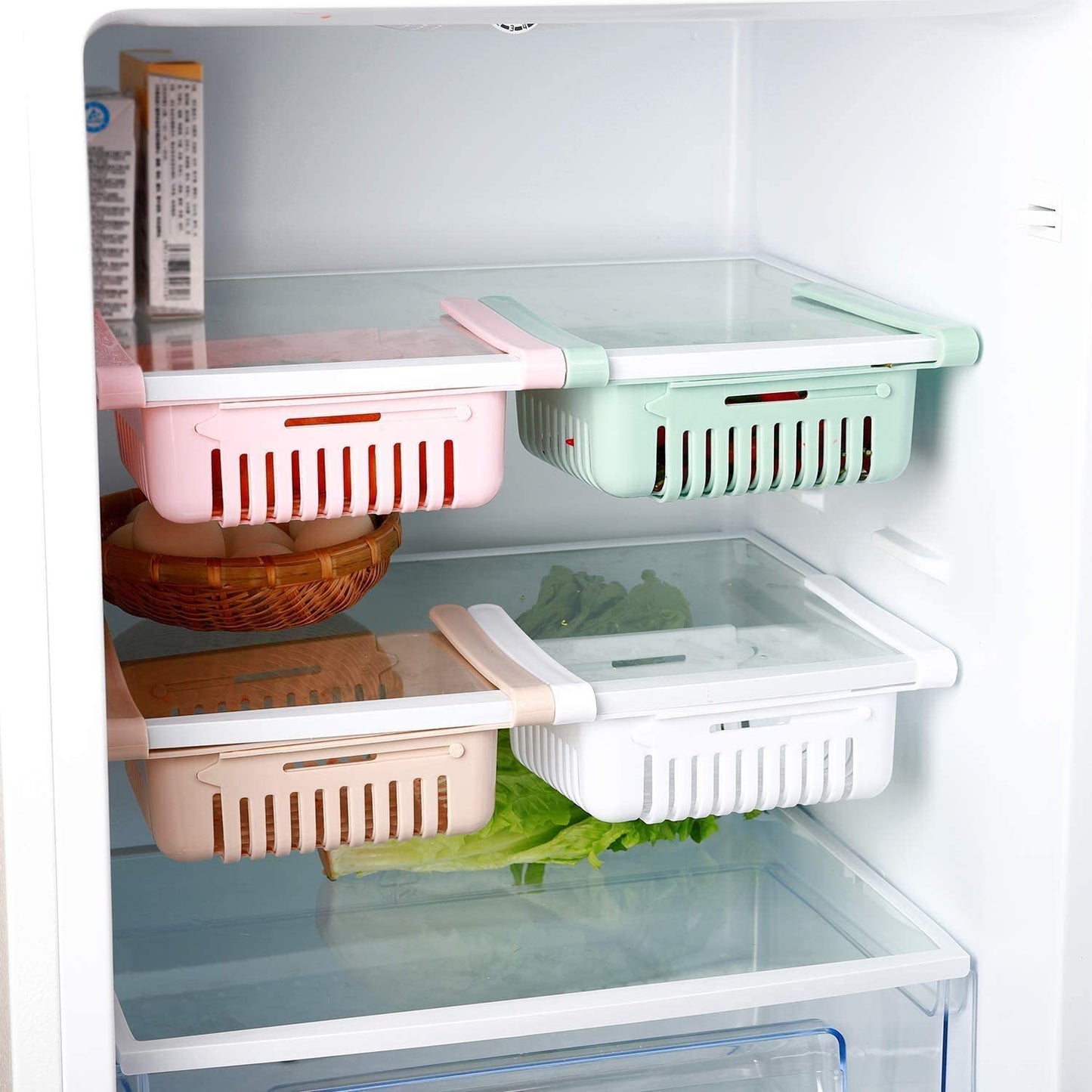 Adjustable Storage Basket For Fridge | Plastic Basket | Stretchable Food Organizer (1 Pc)