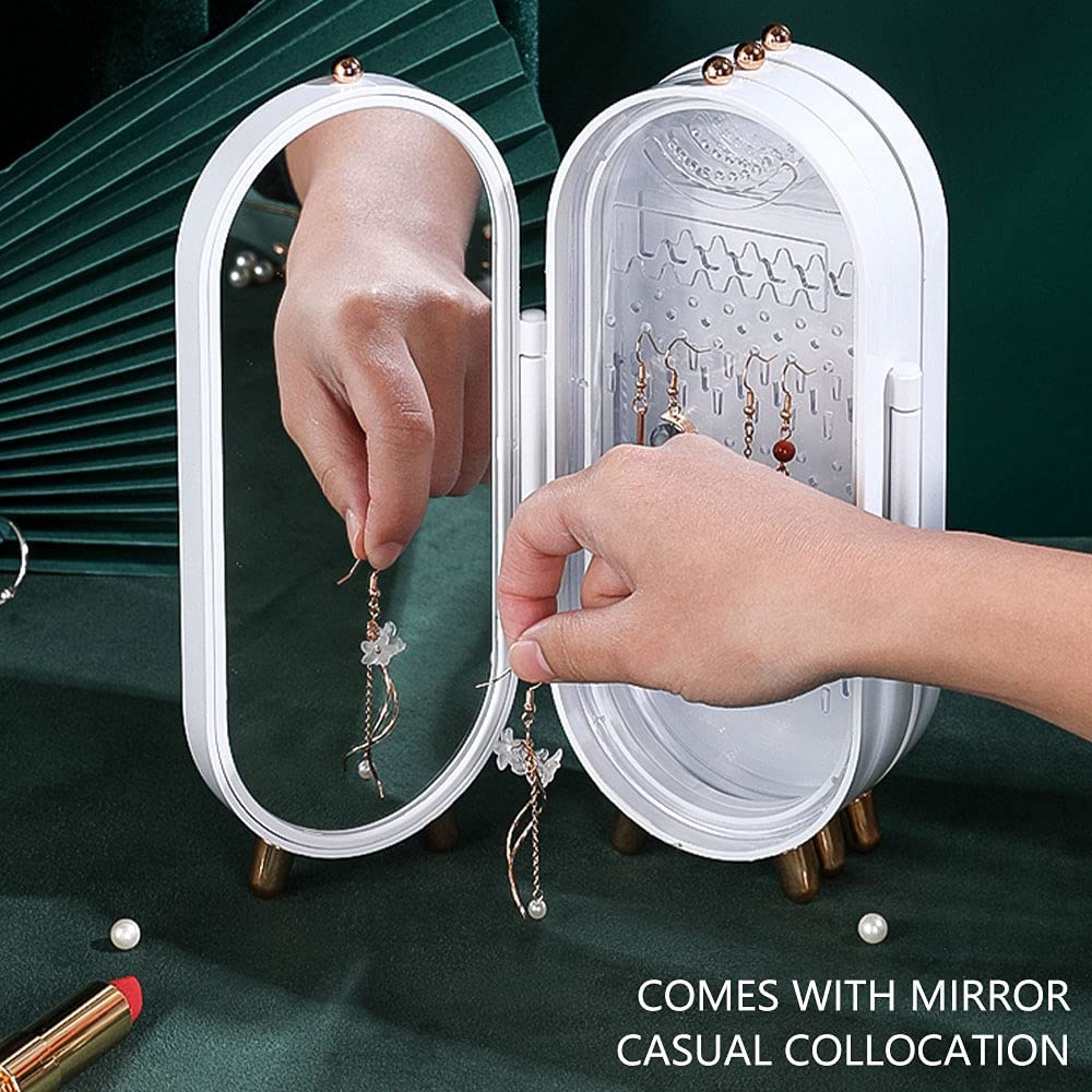 Foldable Jewelry Organizer Box – Large Capacity Earrings & Necklace Storage