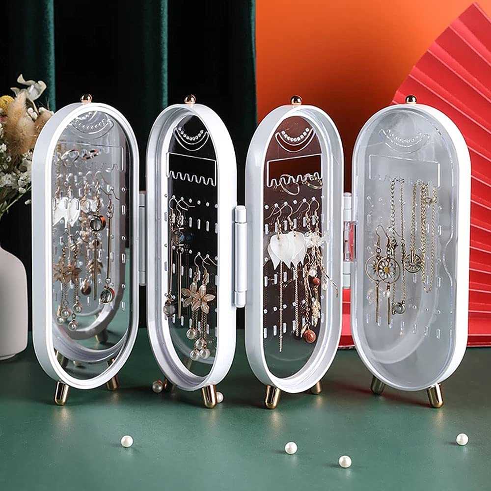 Foldable Jewelry Organizer Box – Large Capacity Earrings & Necklace Storage