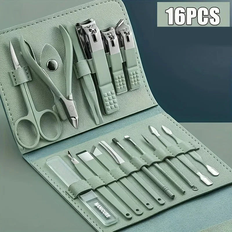 16pcs Professional Manicure & Pedicure Set – Nail Clippers & Grooming Kit