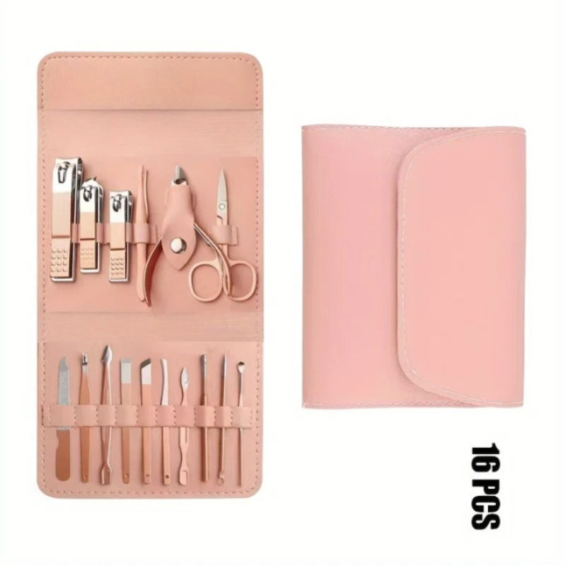16pcs Professional Manicure & Pedicure Set – Nail Clippers & Grooming Kit