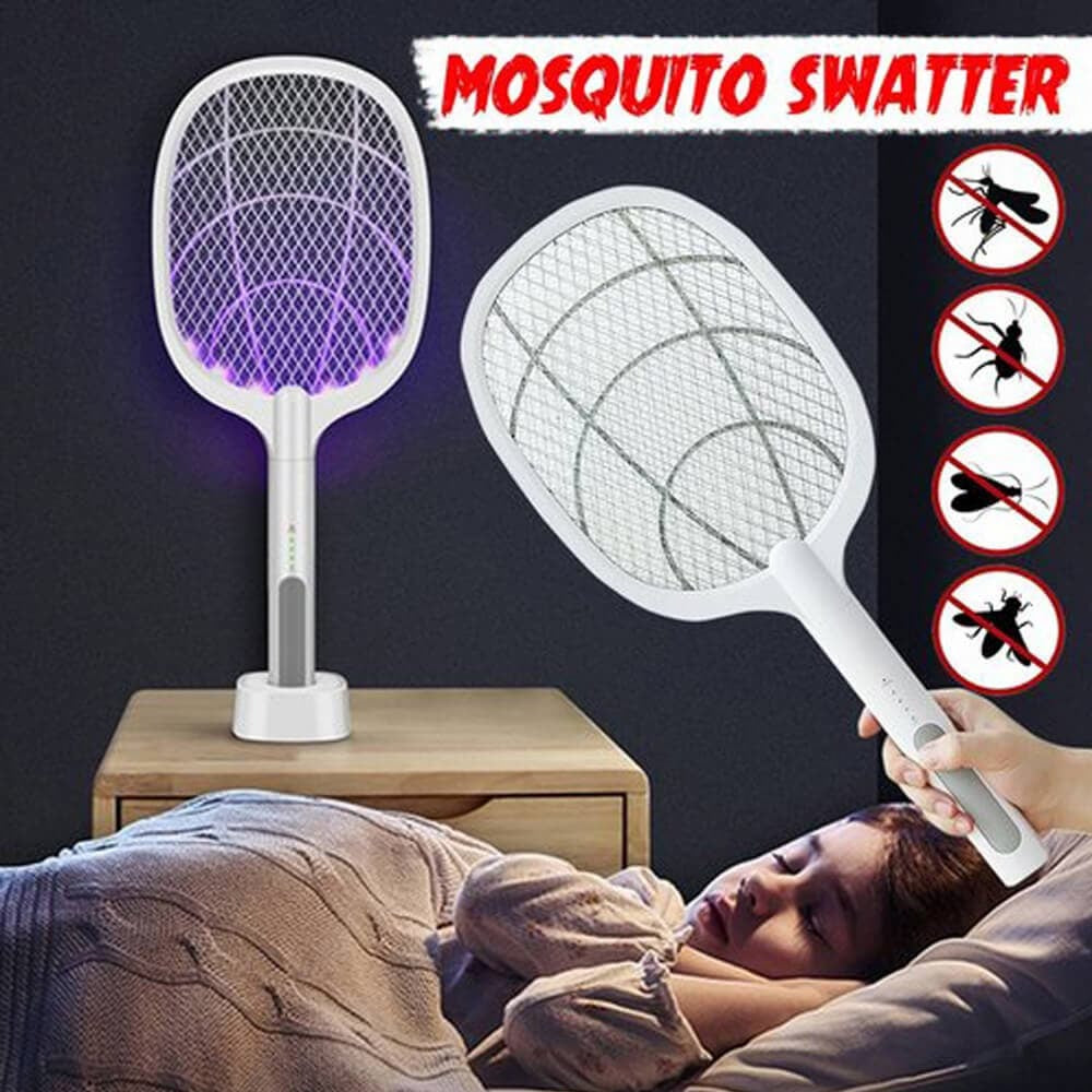 Rechargeable Mosquito Racket – Electric Mosquito Killer Bat with Charging Stand
