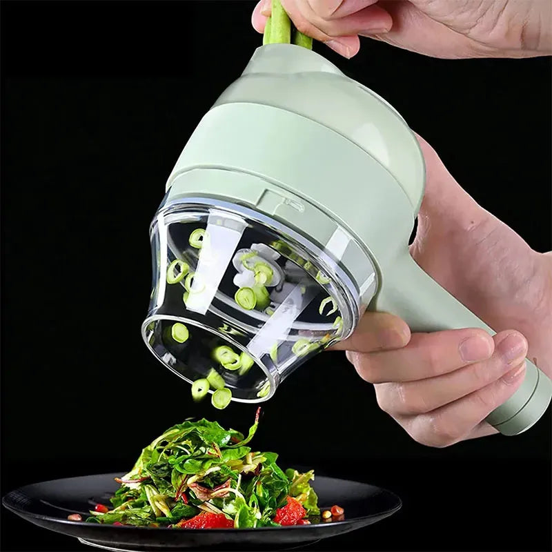Rechargeable 4-in-1 Electric Vegetable Cutter – Slicer, Chopper, Grinder & Peeler