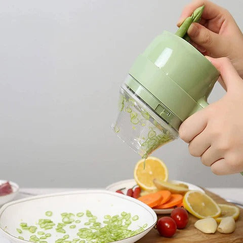 Rechargeable 4-in-1 Electric Vegetable Cutter – Slicer, Chopper, Grinder & Peeler