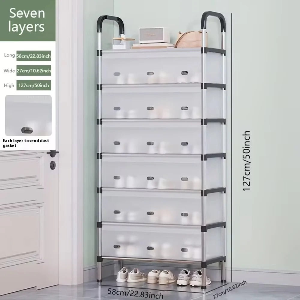 Premium Metal Iron Shoe Rack  with Dustproof Cover 5,6,7 Layer