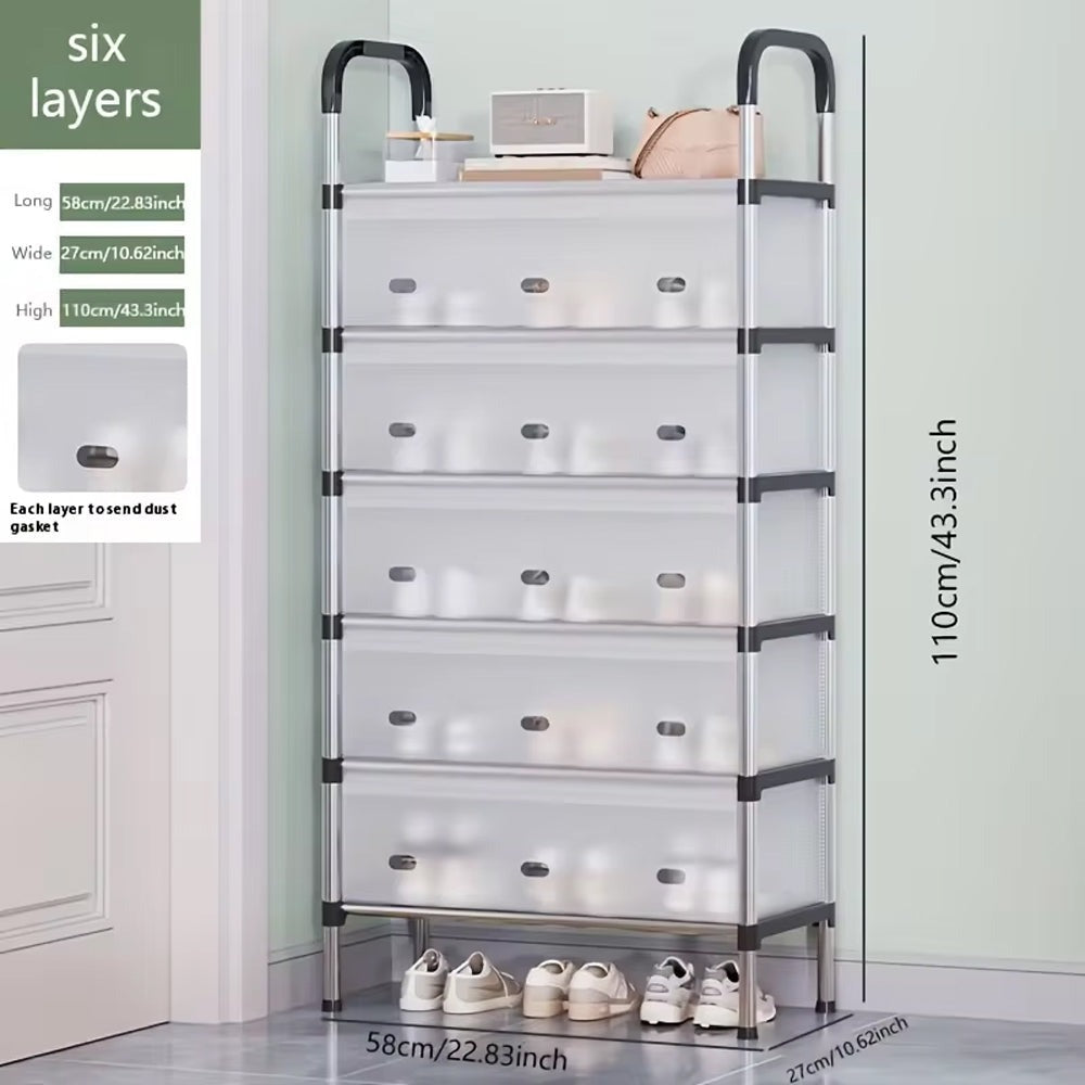 Premium Metal Iron Shoe Rack  with Dustproof Cover 5,6,7 Layer