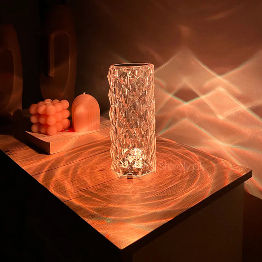 Diamond Rose Crystal Lamp – 16 Color LED Touch & Remote Control Table Lamp