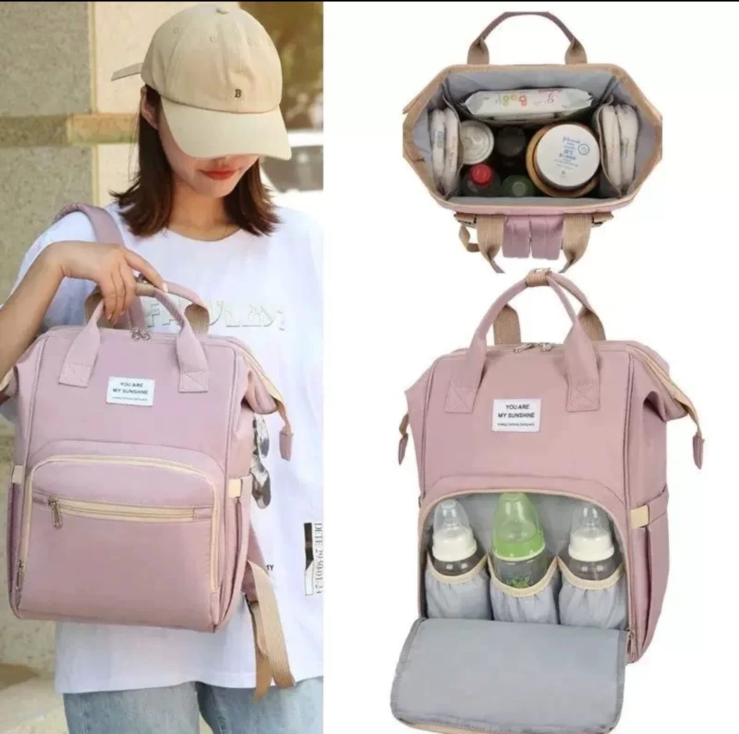 Large Capacity Mummy Bag – Multi-Function Waterproof Baby Care Backpack