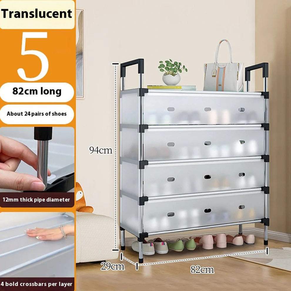 Premium Metal Iron Shoe Rack  with Dustproof Cover 5,6,7 Layer